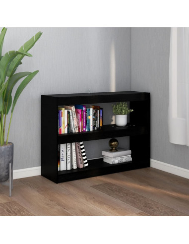 Libreria/Divisorio Nero 100x30x71,5cm in Legno Massello di Pino