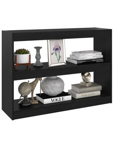 Libreria/Divisorio Nero 100x30x71,5cm in Legno Massello di Pino