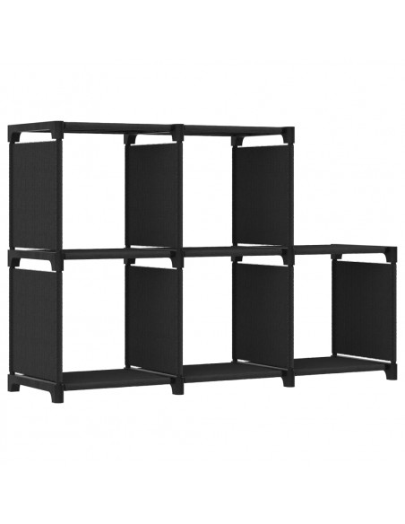 Mensola con 5 Vani a Cubo Nera 103x30x72,5 cm in Tessuto