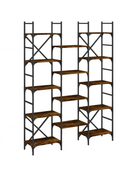 Libreria Rovere Fumo 127,5x28,5x172,5 cm in Legno Multistrato