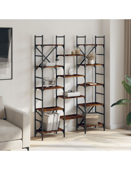 Libreria Rovere Fumo 127,5x28,5x172,5 cm in Legno Multistrato