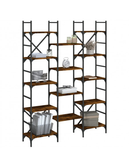 Libreria Rovere Fumo 127,5x28,5x172,5 cm in Legno Multistrato