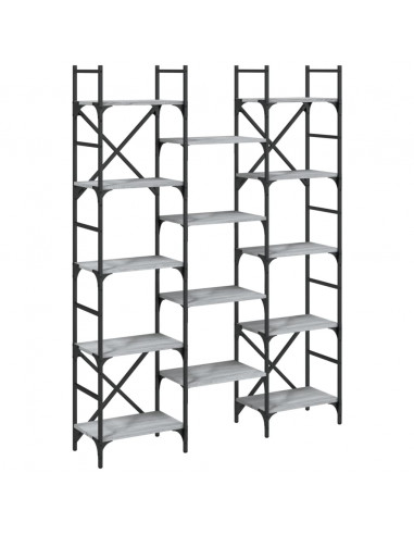 Libreria Grigio Sonoma 127,5x28,5x172,5 cm in Legno Multistrato