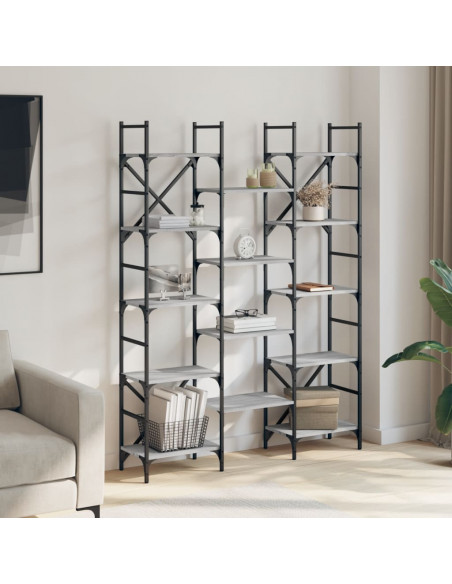Libreria Grigio Sonoma 127,5x28,5x172,5 cm in Legno Multistrato