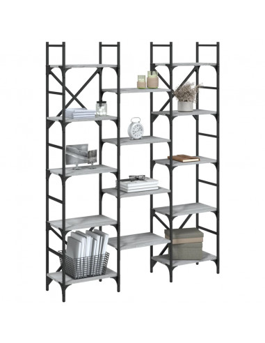 Libreria Grigio Sonoma 127,5x28,5x172,5 cm in Legno Multistrato