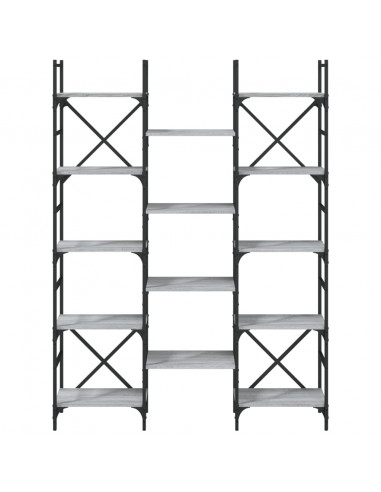 Libreria Grigio Sonoma 127,5x28,5x172,5 cm in Legno Multistrato