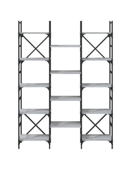 Libreria Grigio Sonoma 127,5x28,5x172,5 cm in Legno Multistrato