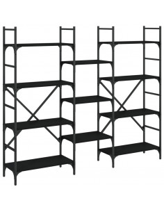 Libreria Nera 160x28,5x136,5 cm in Legno Multistrato 2