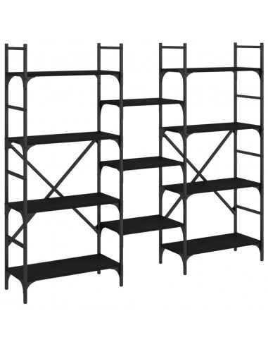 Libreria Nera 160x28,5x136,5 cm in Legno Multistrato