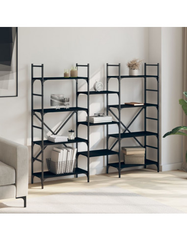 Libreria Nera 160x28,5x136,5 cm in Legno Multistrato