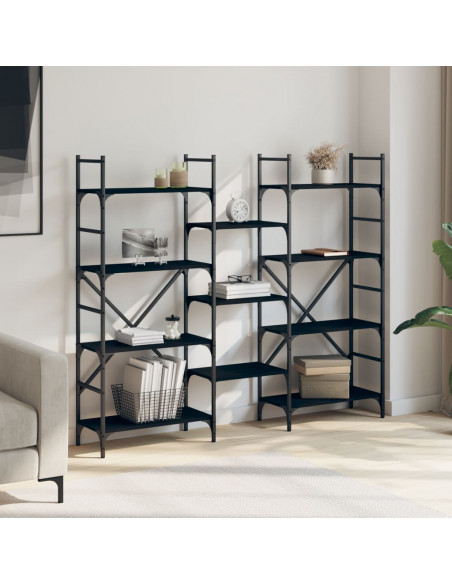 Libreria Nera 160x28,5x136,5 cm in Legno Multistrato