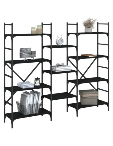 Libreria Nera 160x28,5x136,5 cm in Legno Multistrato