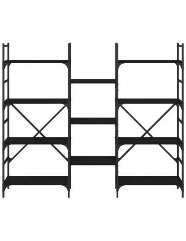 Libreria Nera 160x28,5x136,5 cm in Legno Multistrato