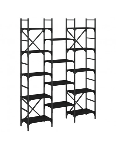 Libreria Nera 127,5x28,5x172,5 cm in Legno Multistrato