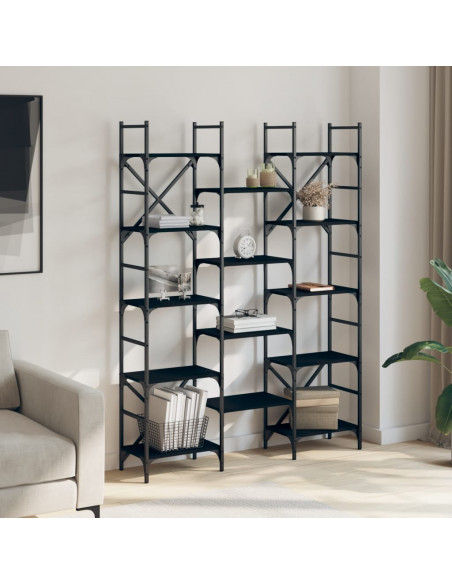 Libreria Nera 127,5x28,5x172,5 cm in Legno Multistrato