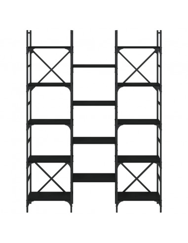 Libreria Nera 127,5x28,5x172,5 cm in Legno Multistrato