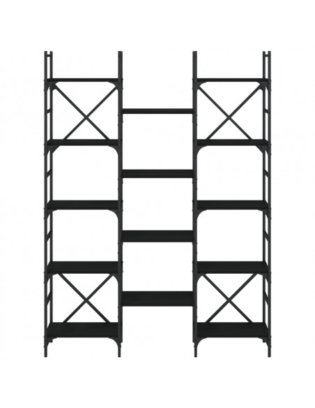 Libreria Nera 127,5x28,5x172,5 cm in Legno Multistrato
