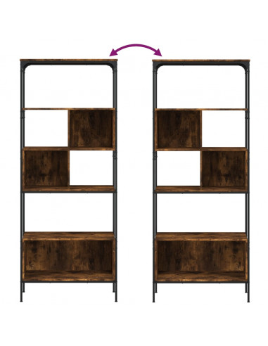 Libreria 5 Ripiani Rovere Fumo 76x33x188,5 cm Legno Multistrato