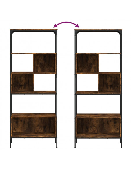 Libreria 5 Ripiani Rovere Fumo 76x33x188,5 cm Legno Multistrato