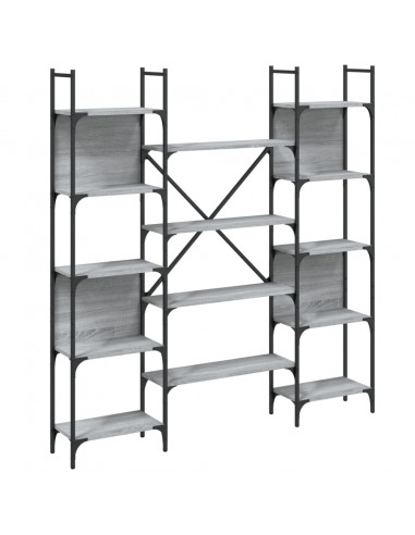 Libreria Grigio Sonoma 155,5x24x166,5 cm in Legno Multistrato