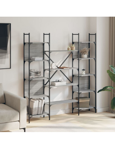 Libreria Grigio Sonoma 155,5x24x166,5 cm in Legno Multistrato