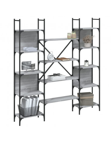 Libreria Grigio Sonoma 155,5x24x166,5 cm in Legno Multistrato