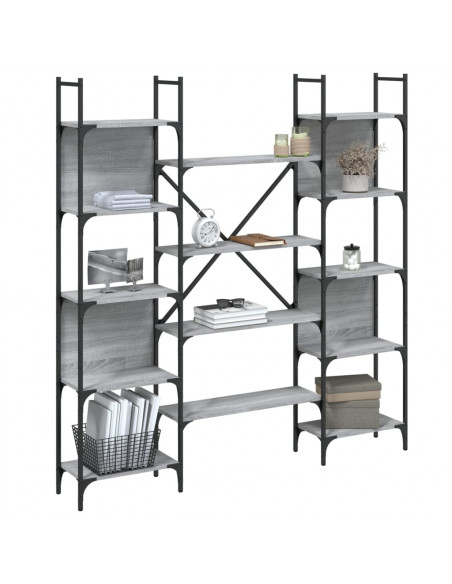 Libreria Grigio Sonoma 155,5x24x166,5 cm in Legno Multistrato