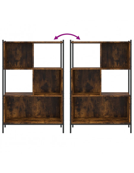 Libreria Rovere Fumo 72x28x109 cm in Legno Multistrato