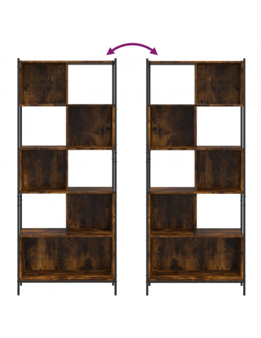 Libreria Rovere Fumo 72x28x172 cm in Legno Multistrato