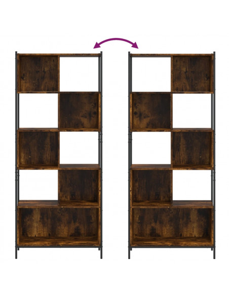 Libreria Rovere Fumo 72x28x172 cm in Legno Multistrato