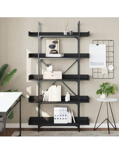 Libreria a 5 Ripiani Nera 100x33x180,5 cm in Legno Multistrato