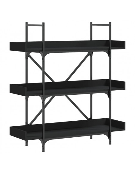 Libreria a 3 Ripiani Nera 100x33x108,5 cm in Legno Multistrato