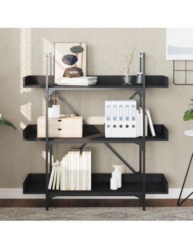 Libreria a 3 Ripiani Nera 100x33x108,5 cm in Legno Multistrato