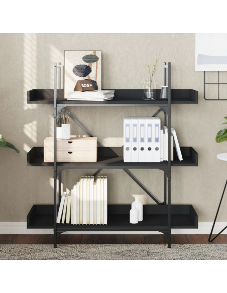 Libreria a 3 Ripiani Nera 100x33x108,5 cm in Legno Multistrato