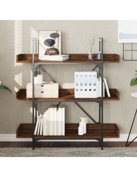Libreria 3Ripiani Rovere Marrone 100x33x108,5 Legno Multistrato