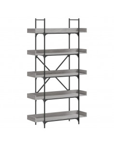 Libreria 5 Ripiani Grigio Sonoma 100x33x180,5 Legno Multistrato 2