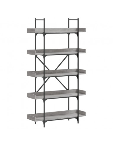 Libreria 5 Ripiani Grigio Sonoma 100x33x180,5 Legno Multistrato