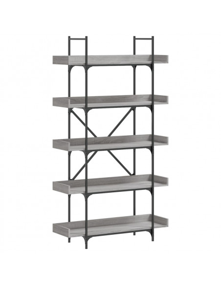 Libreria 5 Ripiani Grigio Sonoma 100x33x180,5 Legno Multistrato
