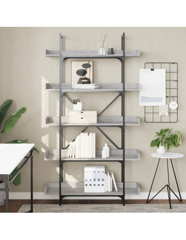 Libreria 5 Ripiani Grigio Sonoma 100x33x180,5 Legno Multistrato