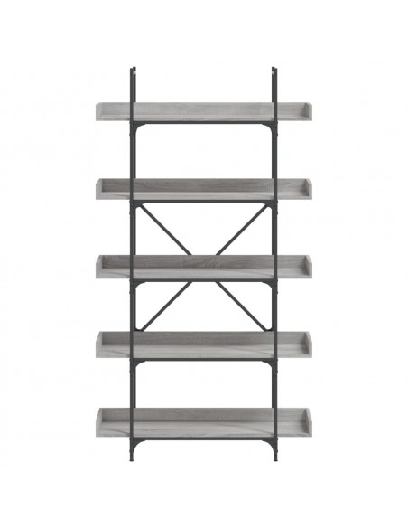 Libreria 5 Ripiani Grigio Sonoma 100x33x180,5 Legno Multistrato