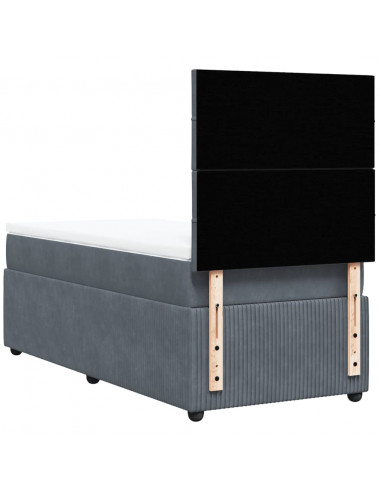 Giroletto a Molle con Materasso Grigio Scuro 80x200 cm Velluto