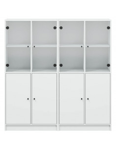 Libreria con Ante Bianca 136x37x142 cm in Legno Multistrato 2