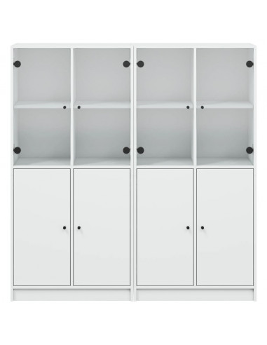 Libreria con Ante Bianca 136x37x142 cm in Legno Multistrato