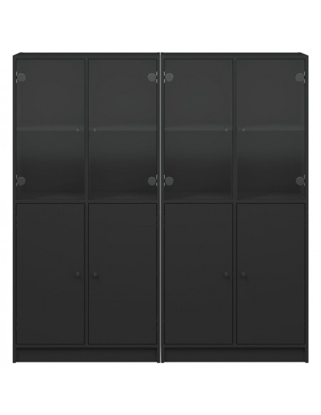 Libreria con Ante Nera 136x37x142 cm in Legno Multistrato