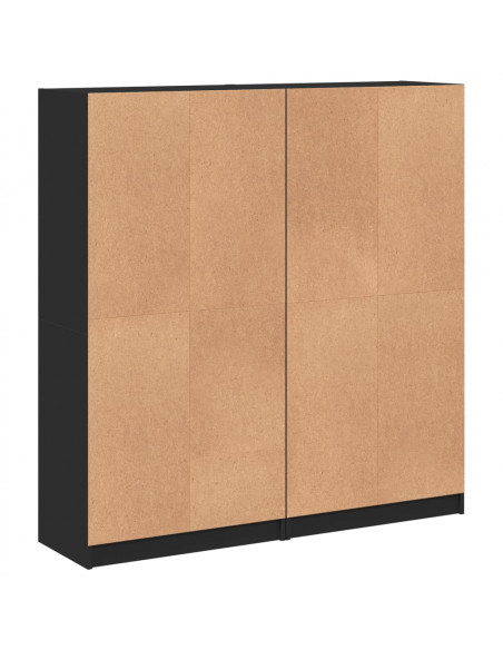 Libreria con Ante Nera 136x37x142 cm in Legno Multistrato