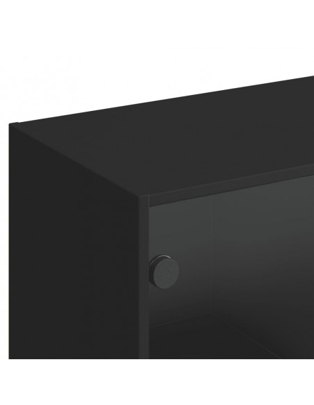 Libreria con Ante Nera 136x37x142 cm in Legno Multistrato
