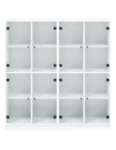 Libreria con Ante Bianca 136x37x142 cm in Legno Multistrato 2