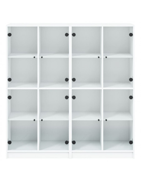 Libreria con Ante Bianca 136x37x142 cm in Legno Multistrato