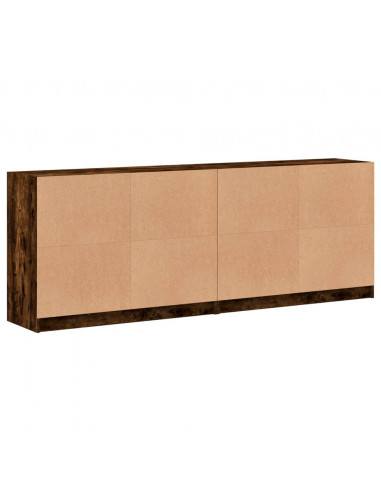 Libreria con Ante Rovere Fumo 204x37x75 cm in Legno Multistrato