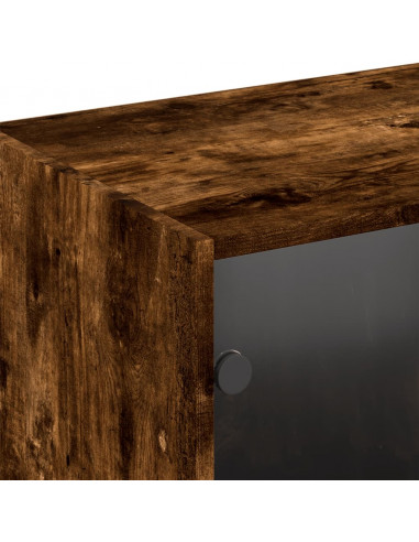 Libreria con Ante Rovere Fumo 204x37x75 cm in Legno Multistrato